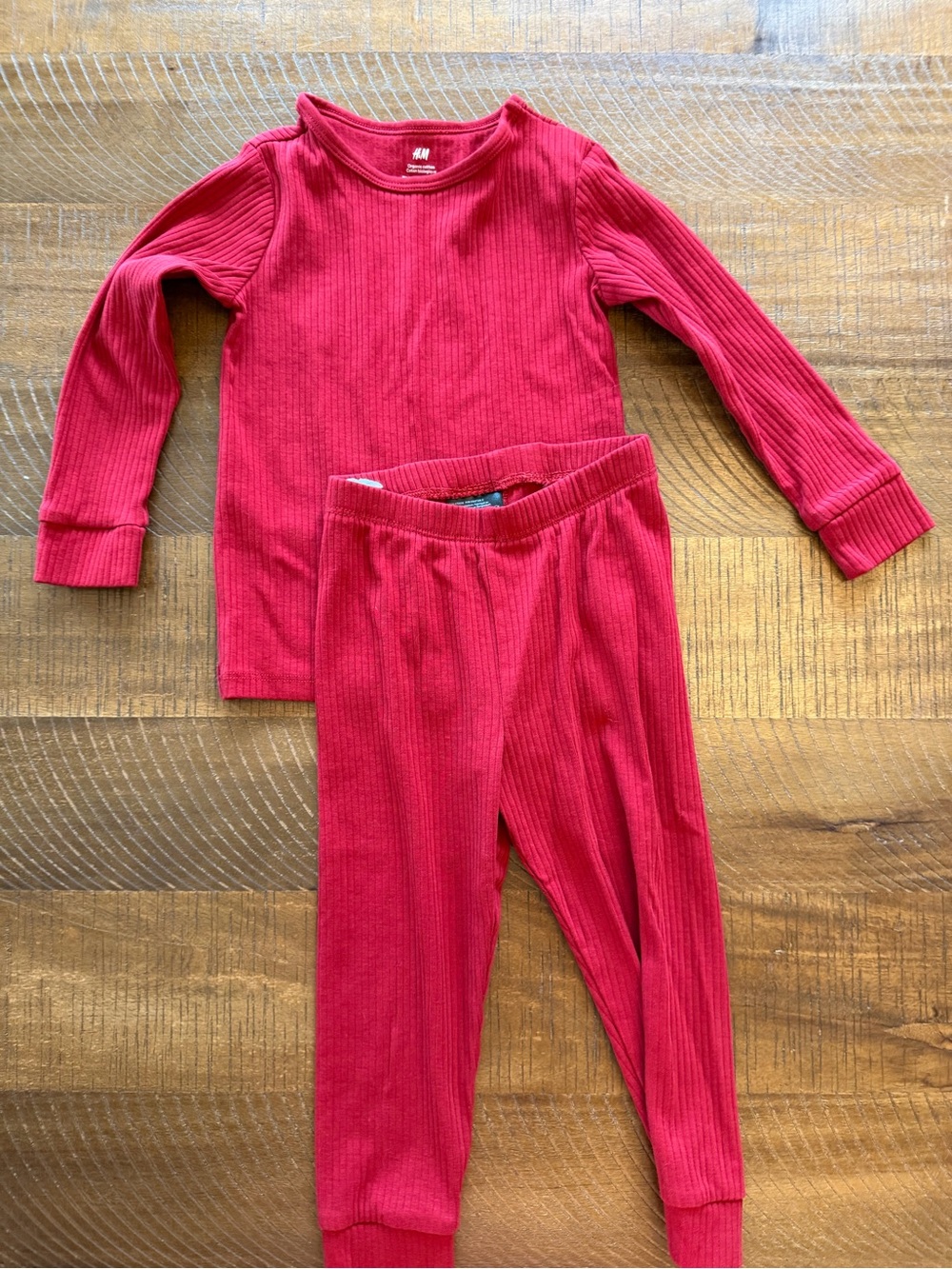H&M Red Ribbed Matching Set Size 1.5-2Y